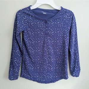 Cherokee Girls Floral Henley Shirt Navy